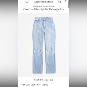 Abercrombie & Fitch Blue Straight Leg Jeans Vintage Wash